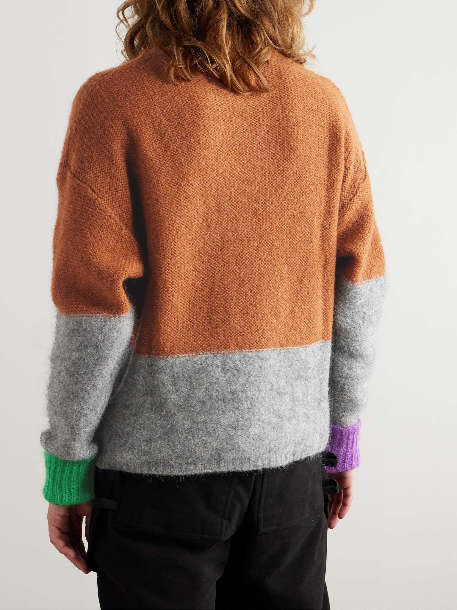 Colour-Blocked Brushed Intarsia-Knit Sweater - 3