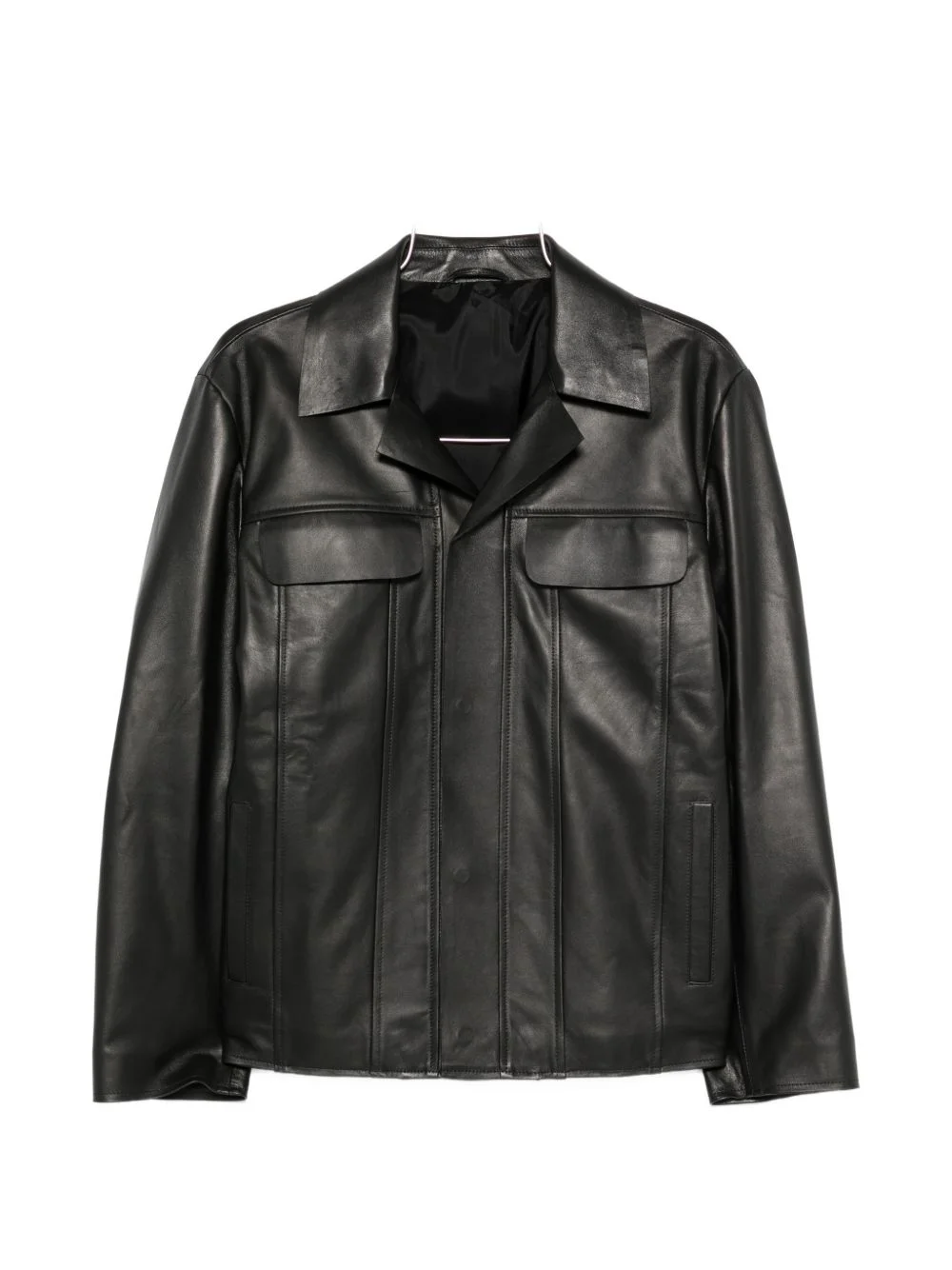 leather flap-pocket jacket - 1