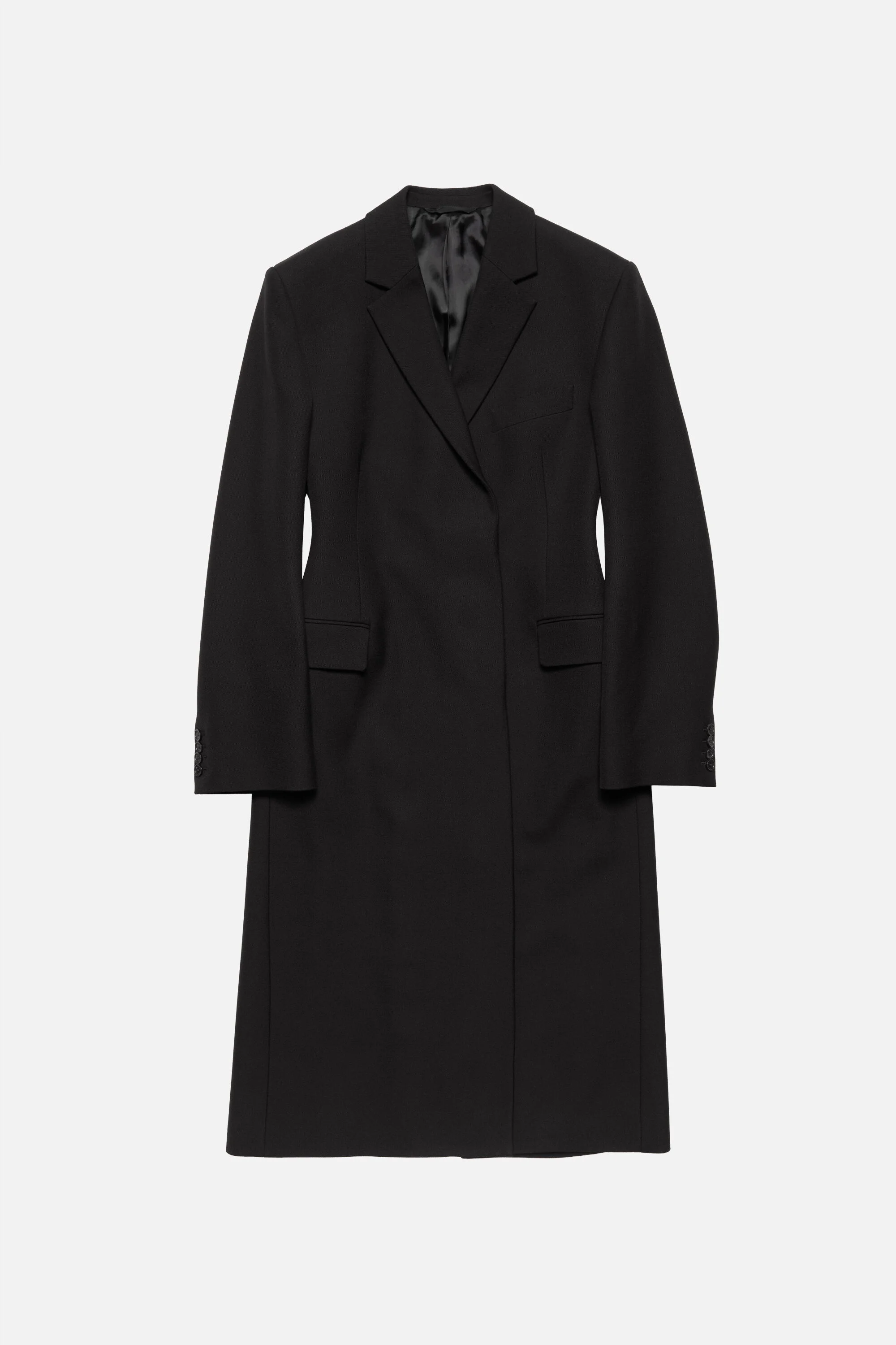 Double-breasted wool coat - Black - 1