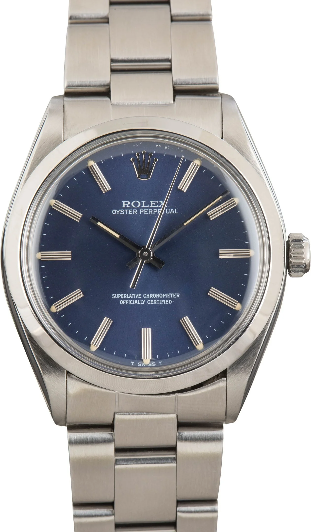 Used Rolex Oyster Perpetual 34 Stainless Steel 1002 Blue Dial - 1