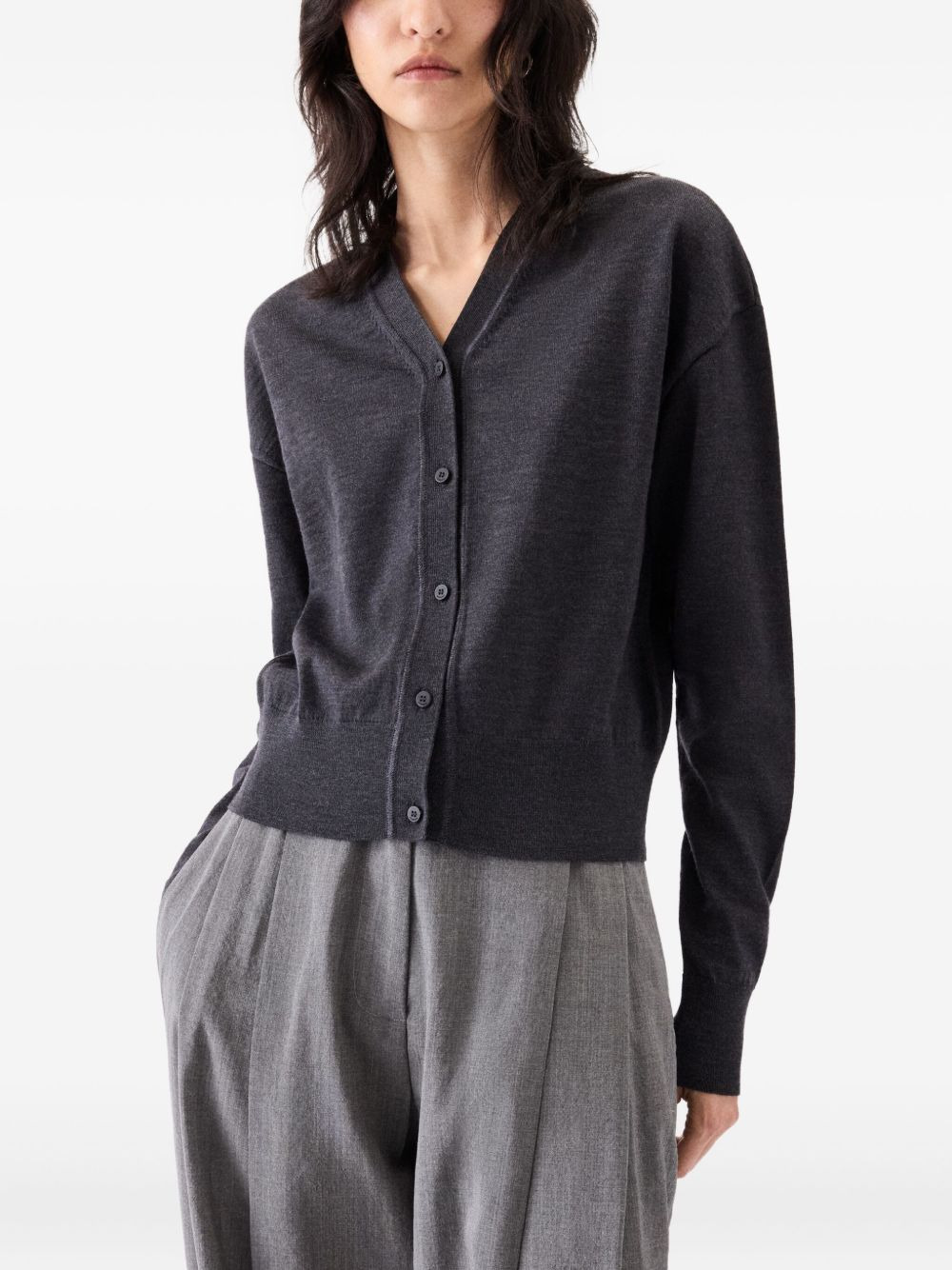 V-neck wool cardigan - 3
