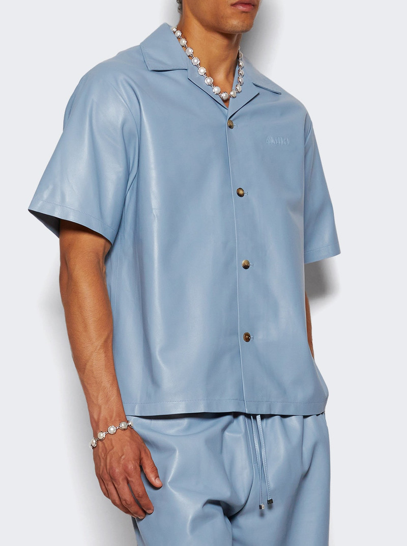 AMIRI Leather Camp Shirt Ashley Blue outlook