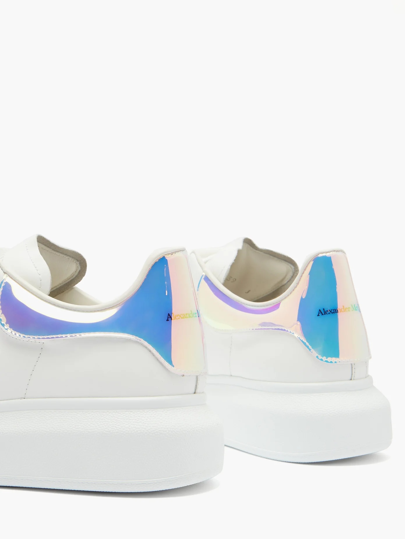 Oversized holographic-heel leather trainers - 6