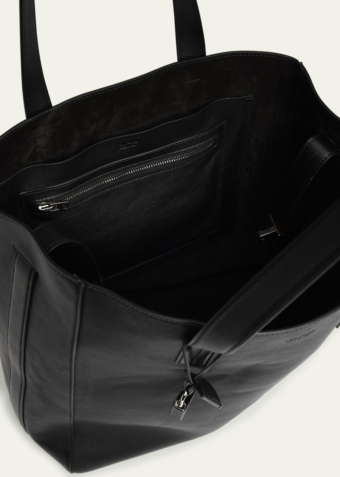 Men's Natural Leather North-South Tote Bag - 4