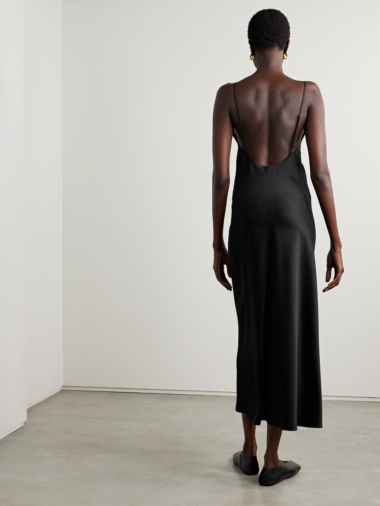 Barb Open-back Washed-satin Maxi Dress - 3
