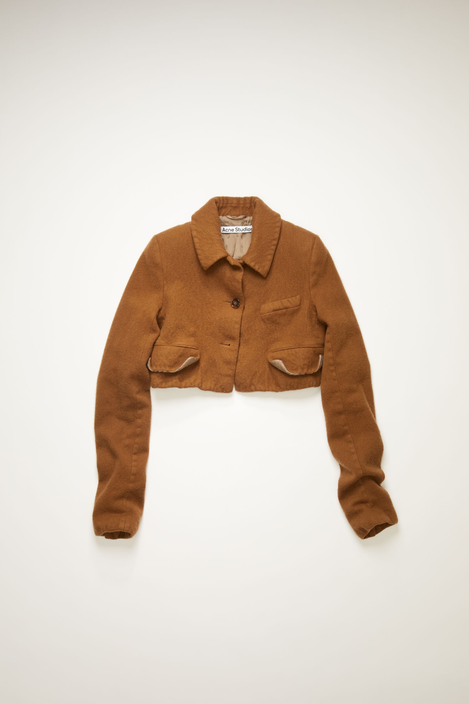 Cropped wool jacket cinnamon brown - 5