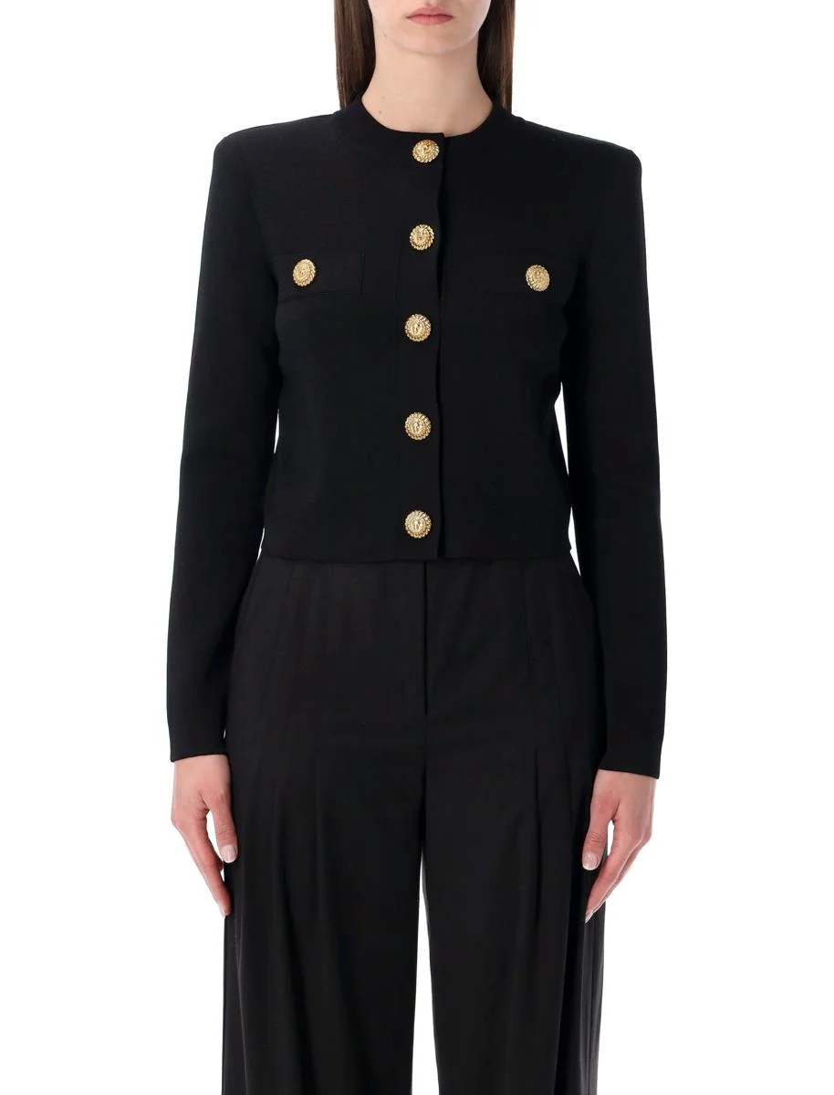 Balmain Lion-Button Black Cardigan - 1