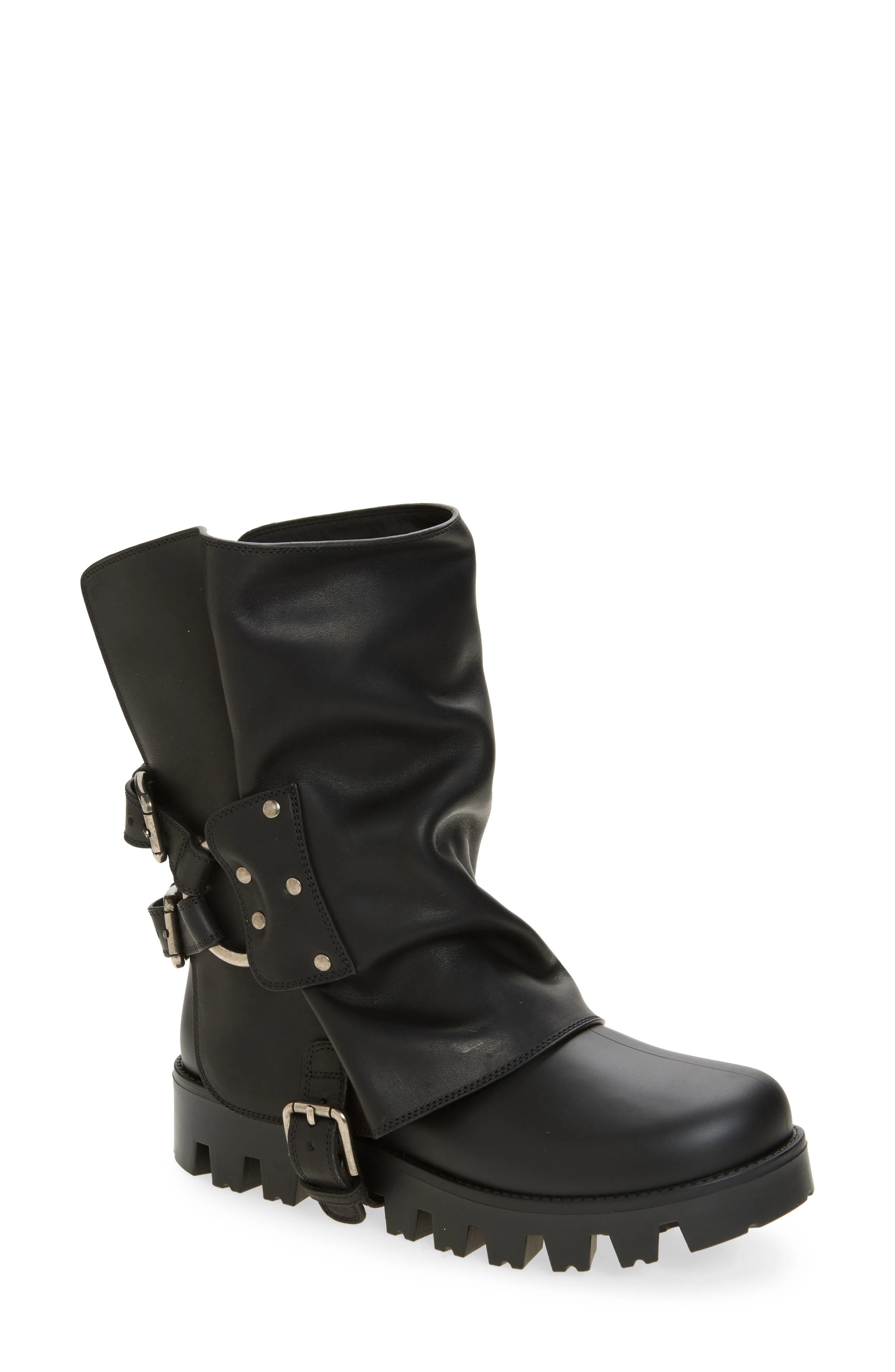Dolce&Gabbana Mixed Media Rain Boot in 8B956 Nero/Nero at Nordstrom - 1