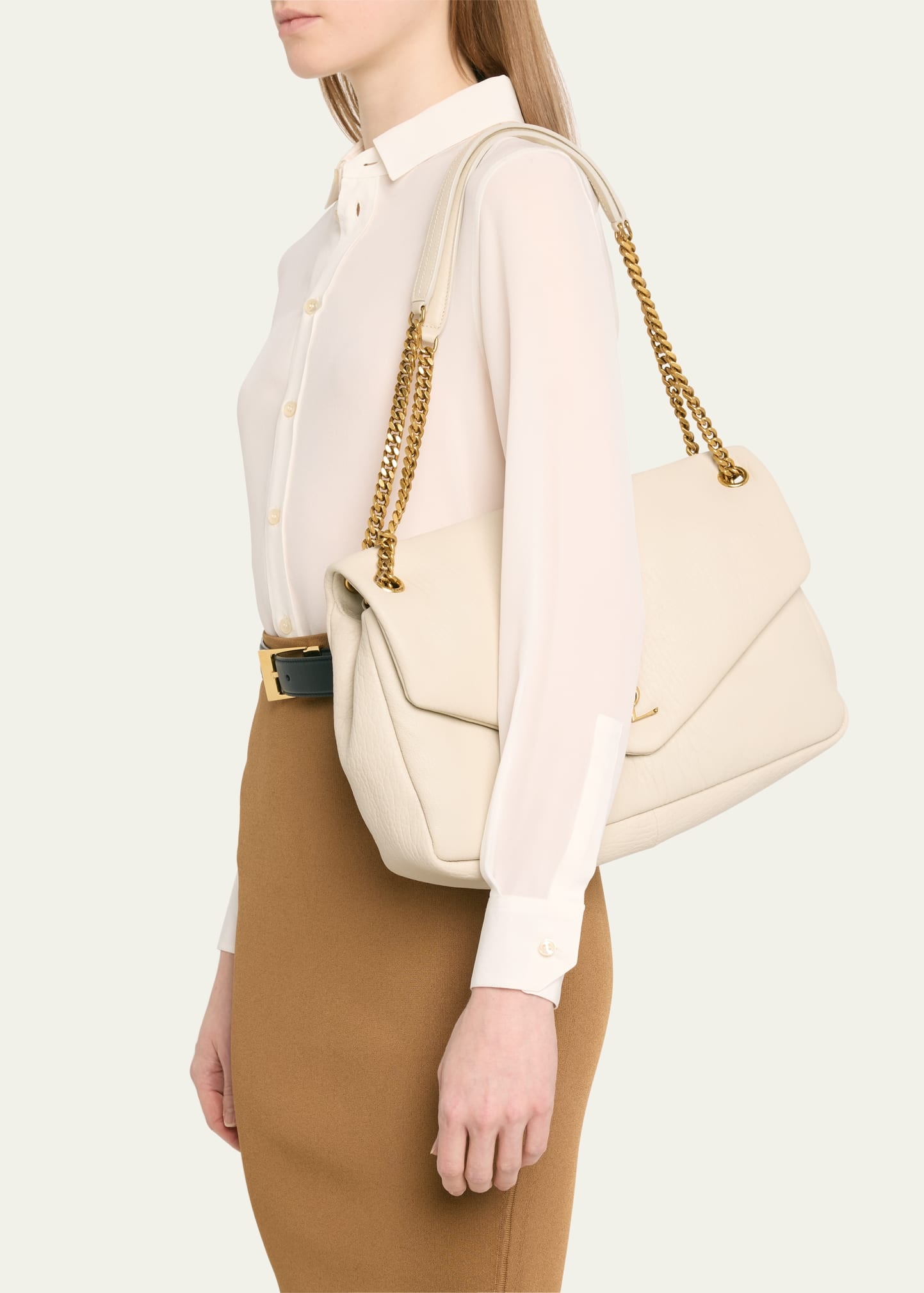 Calypso Large YSL Shoulder Bag in Leather - 2