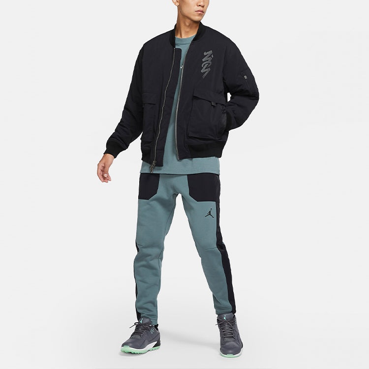 Men's Air Jordan Zion Flight Alphabet Embroidered Aviator Woven Padded Clothes Black Jacket DJ5868-0 - 3