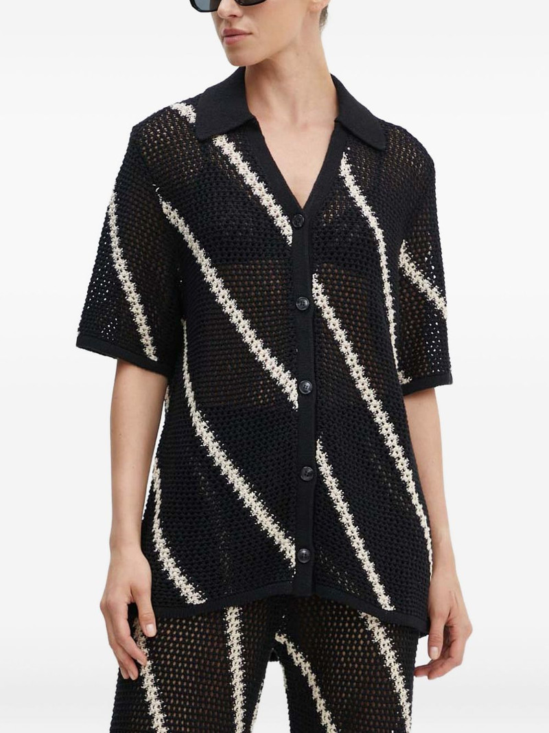 striped-pattern short-sleeve cardigan 1