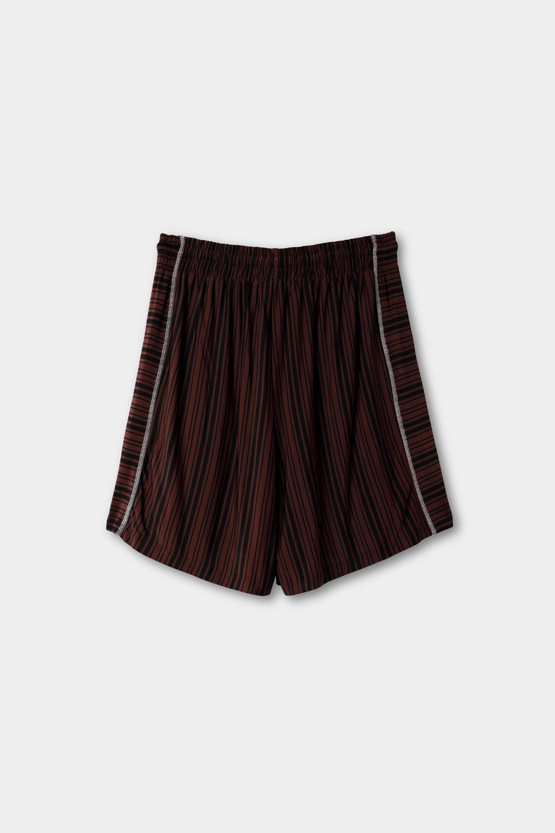 OVERLOCK ELASTIC SHORTS / black & brown stripes - 3