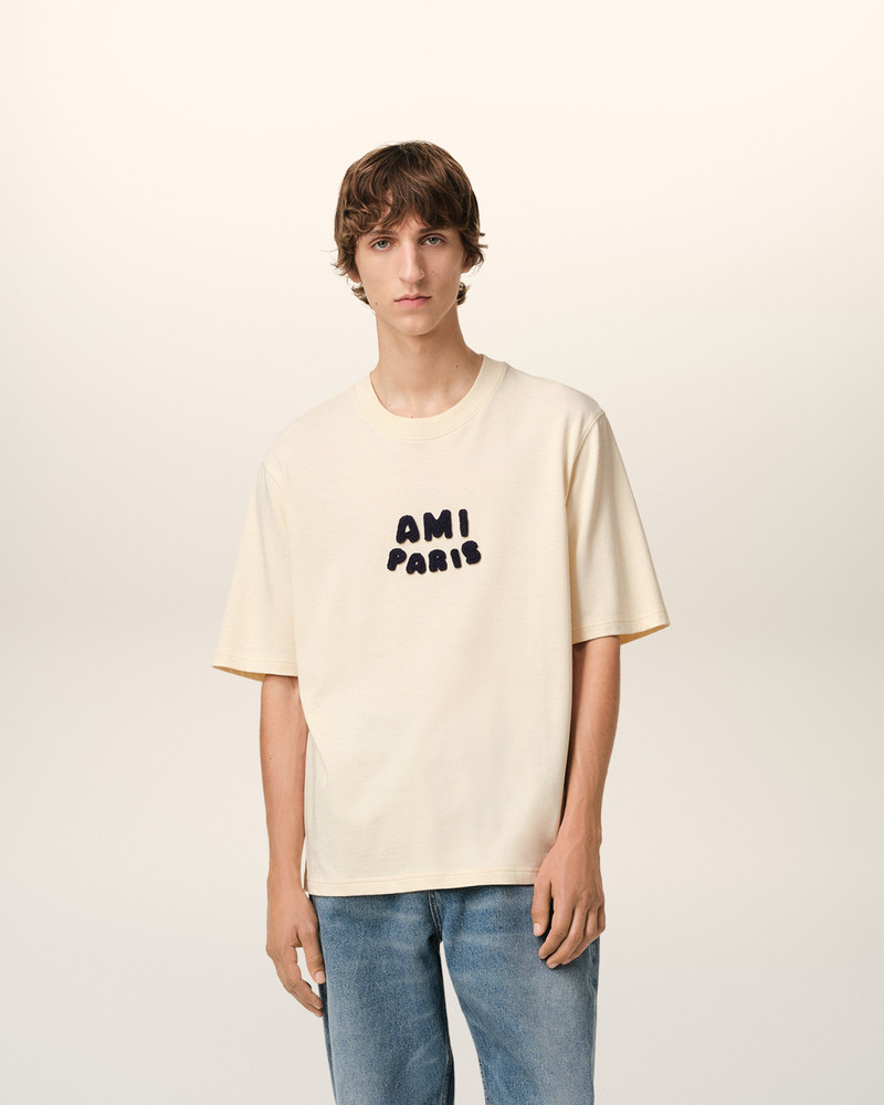 AMI Paris BEIGE COTTON AMI PARIS PATCH T-SHIRT outlook