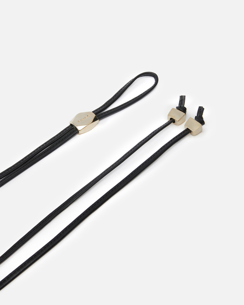 TUBULAR LEATHER BELT WITH GOLD METAL NUGGETS 3