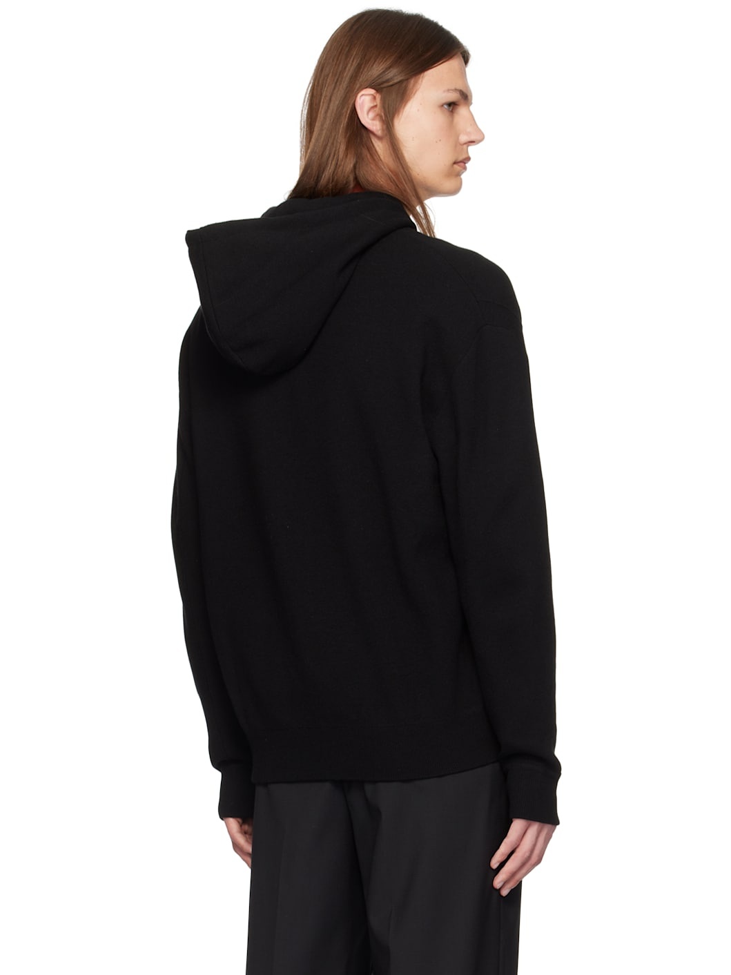 Black Knit Zip Hoodie - 3