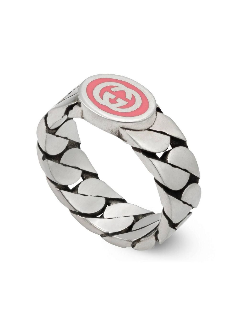 Interlocking G enamel-detail ring - 4
