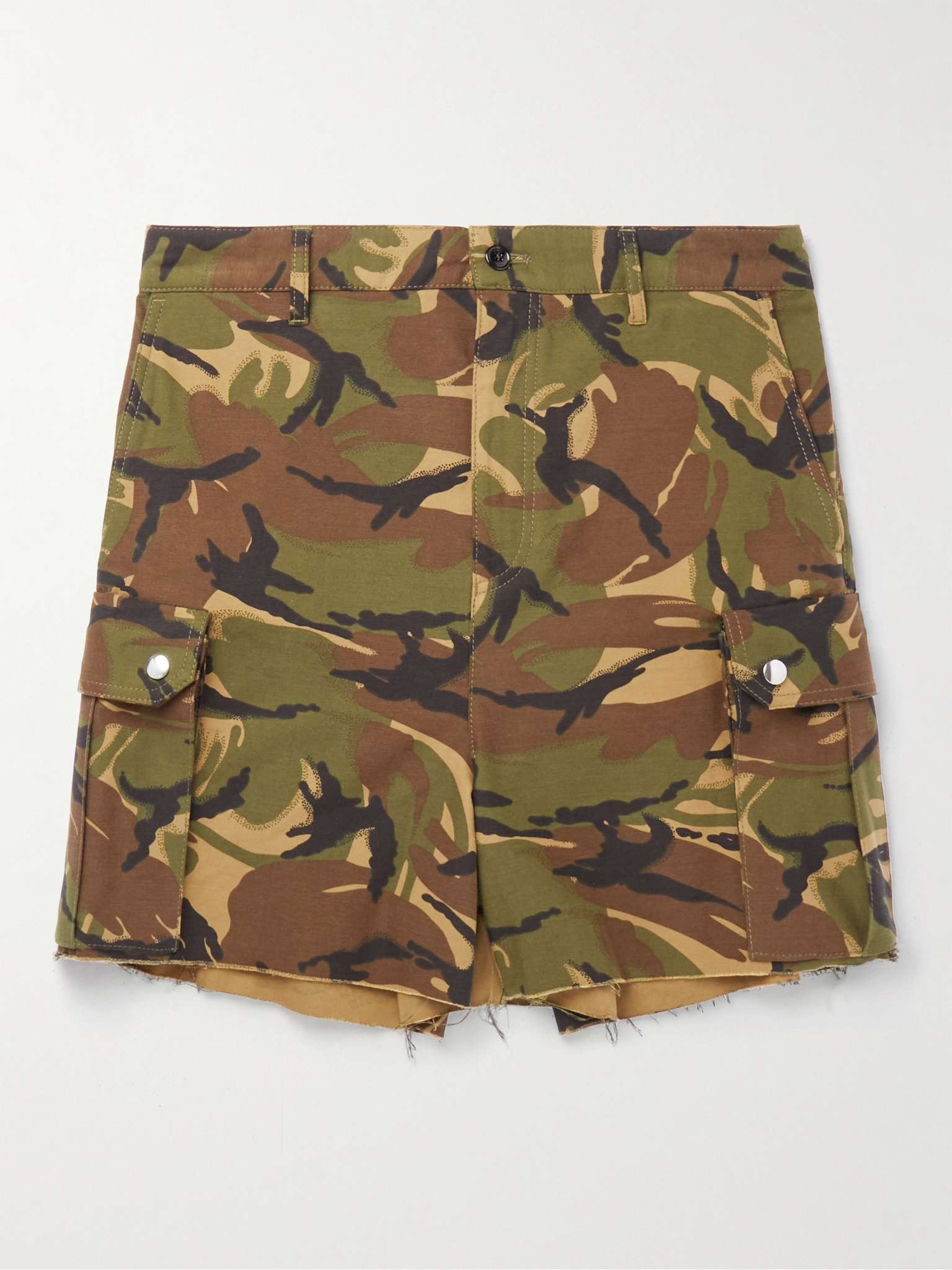 Wide-Leg Camouflage-Print Cotton Cargo Shorts - 1