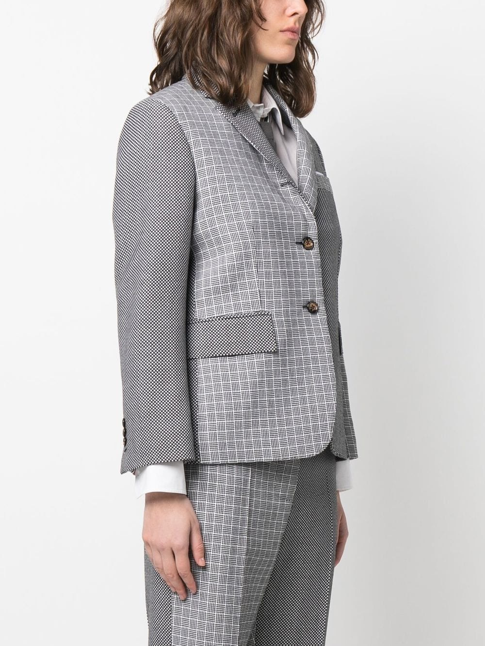 mix-print single-breasted blazer - 3