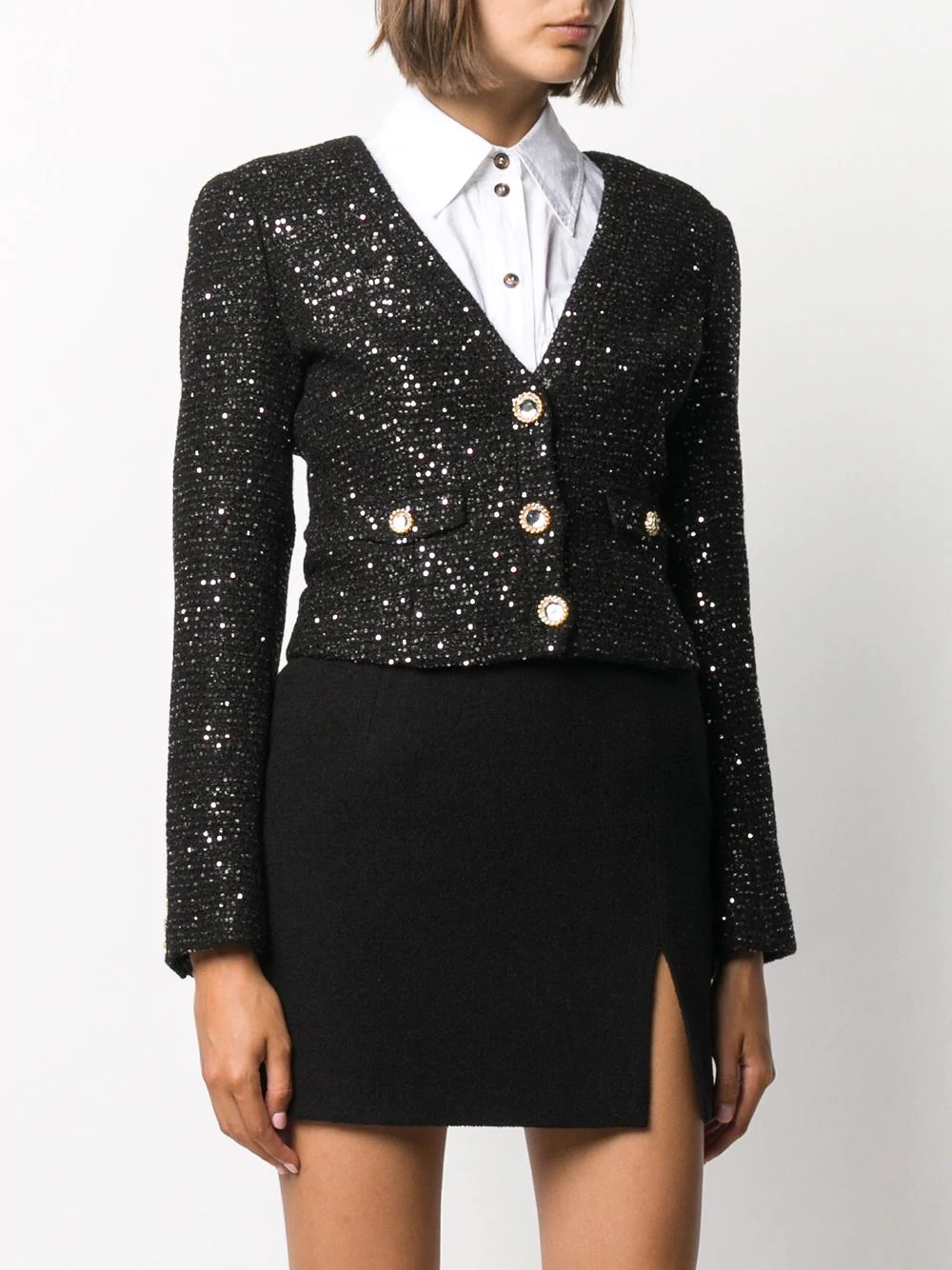 cropped sequin embellished jacket - 3