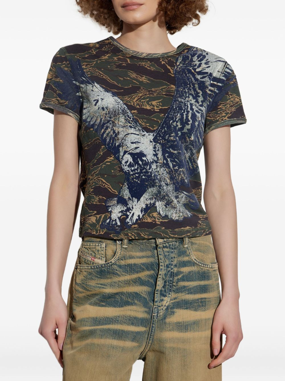 eagle-print camouflage T-shirt - 3