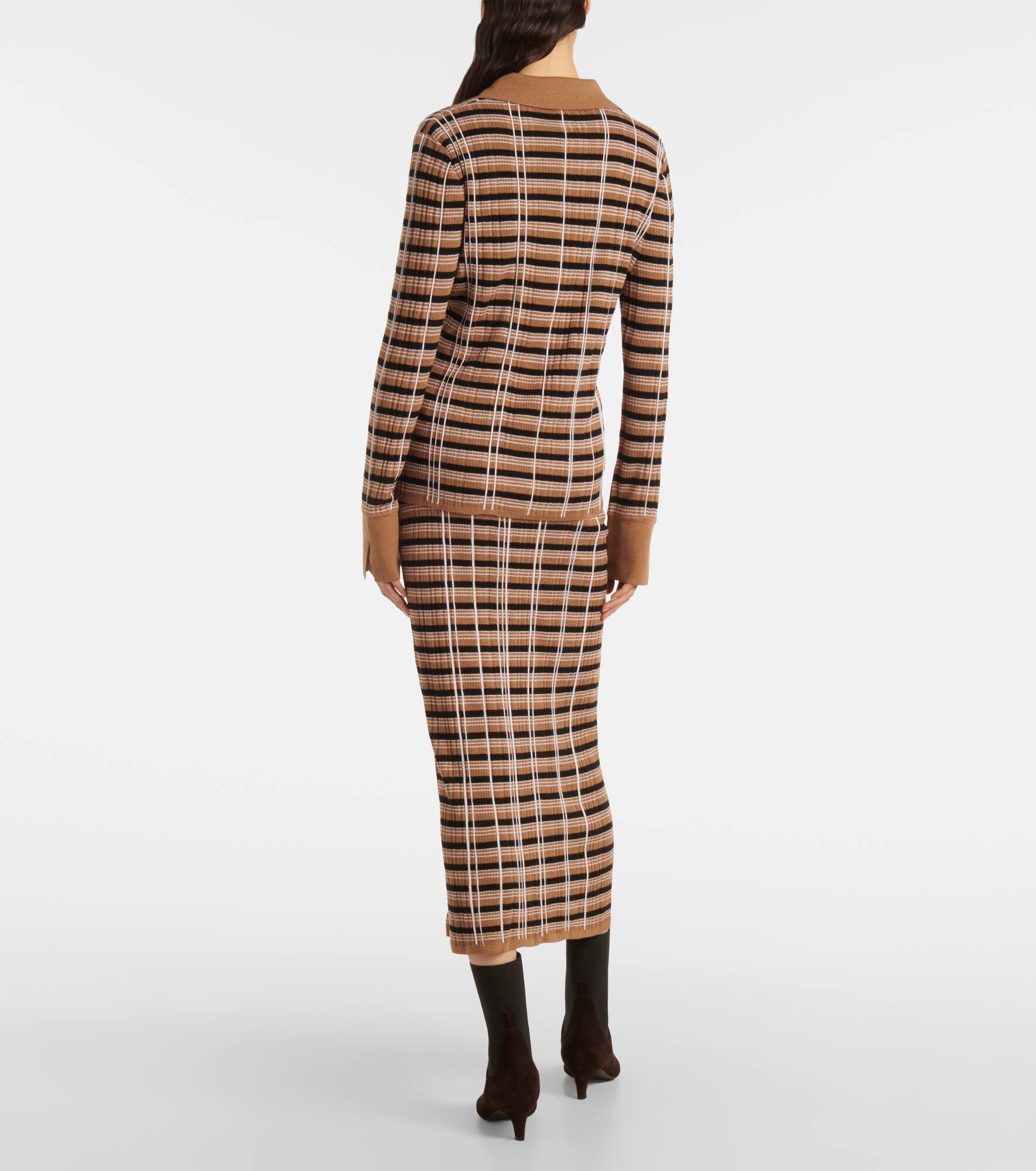 Checked wool and silk polo sweater - 3