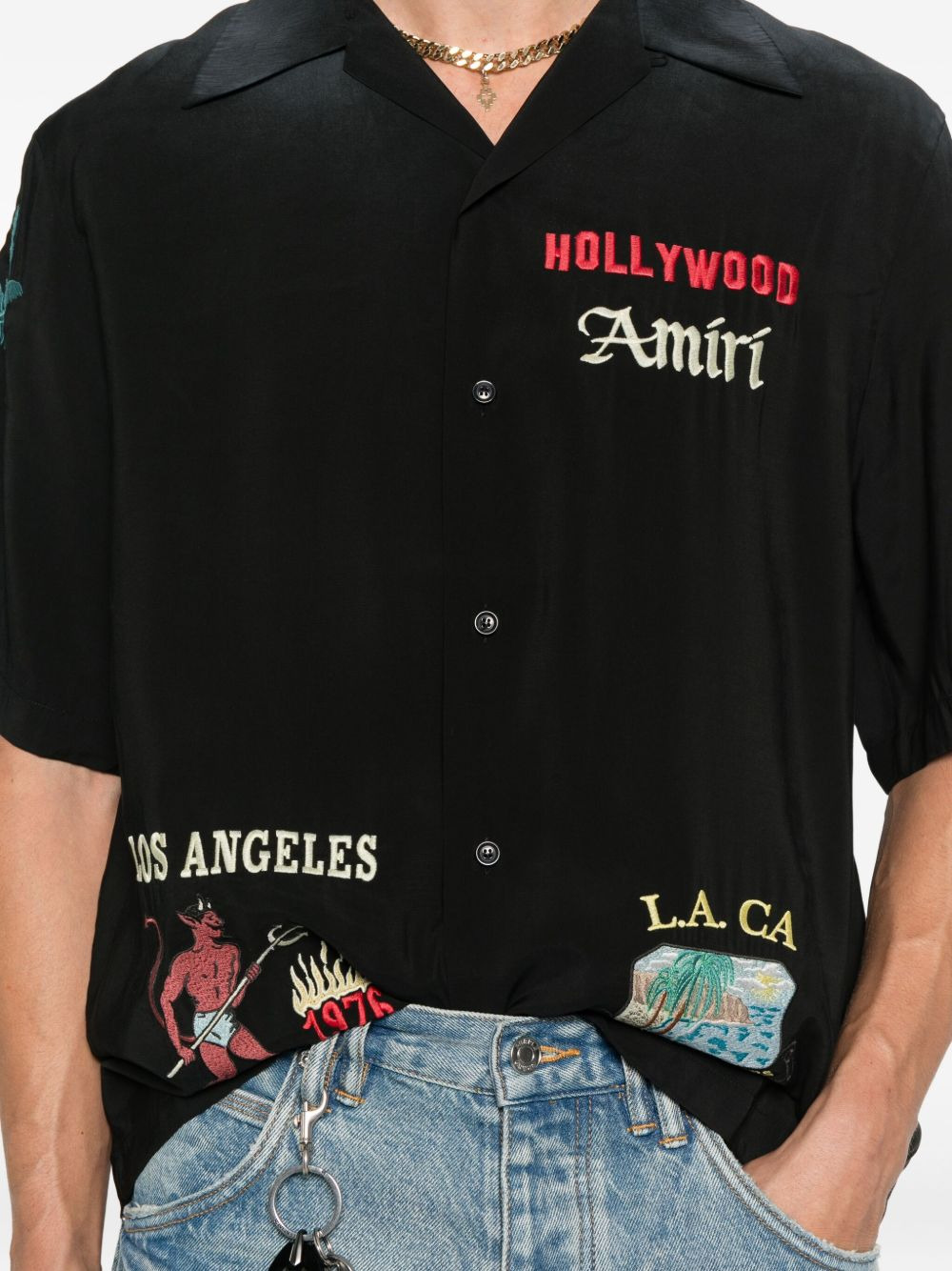 embroidered-details short-sleeve shirt - 5
