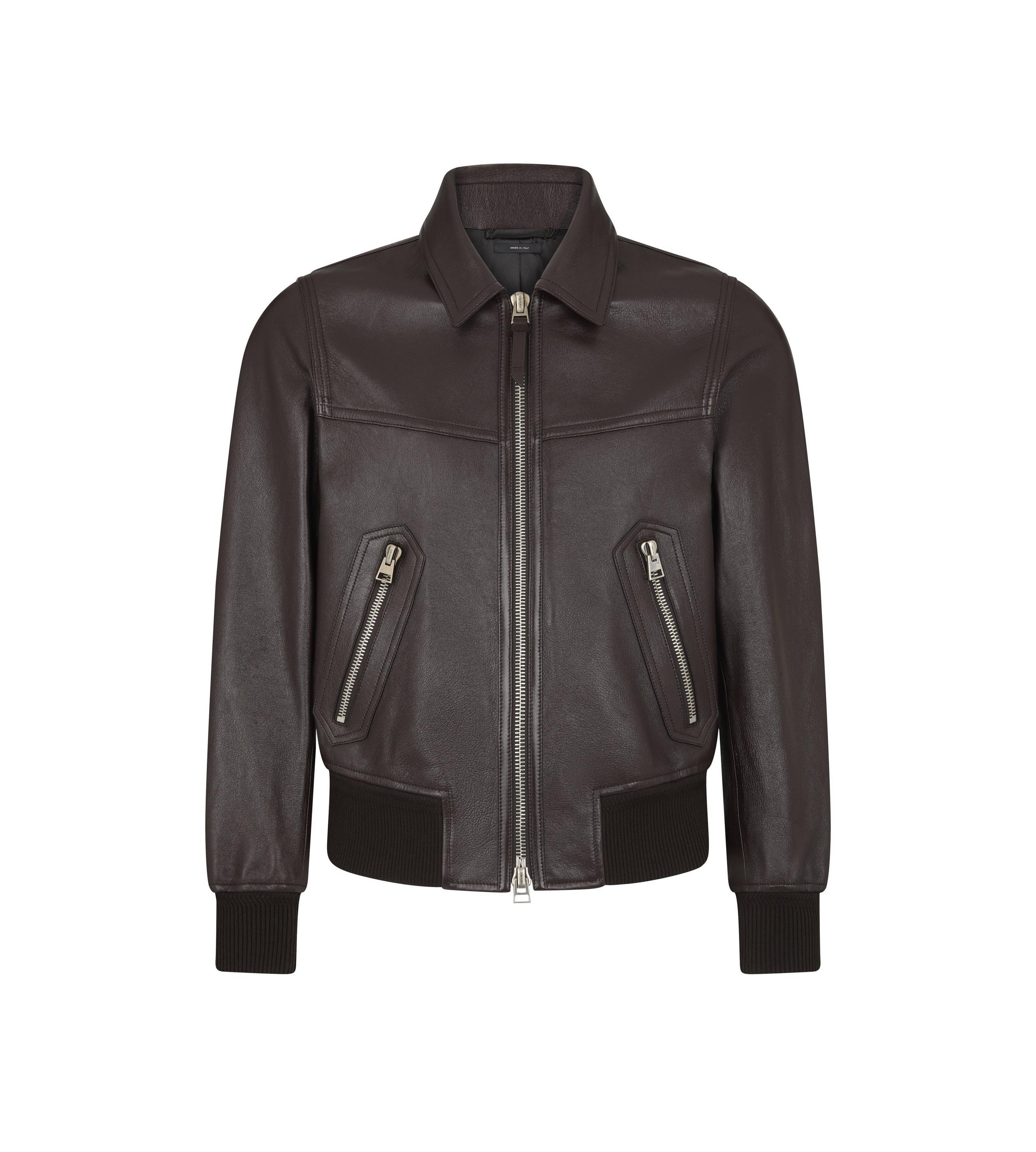 GRAIN LEATHER COLLAR BLOUSON - 1