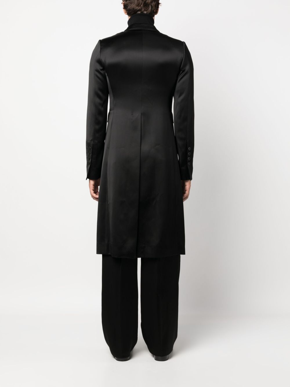 double-breasted satin-finish midi coat - 4