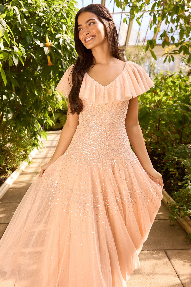 Needle & Thread Sunrise Sequin V-Neck Ankle Gown outlook