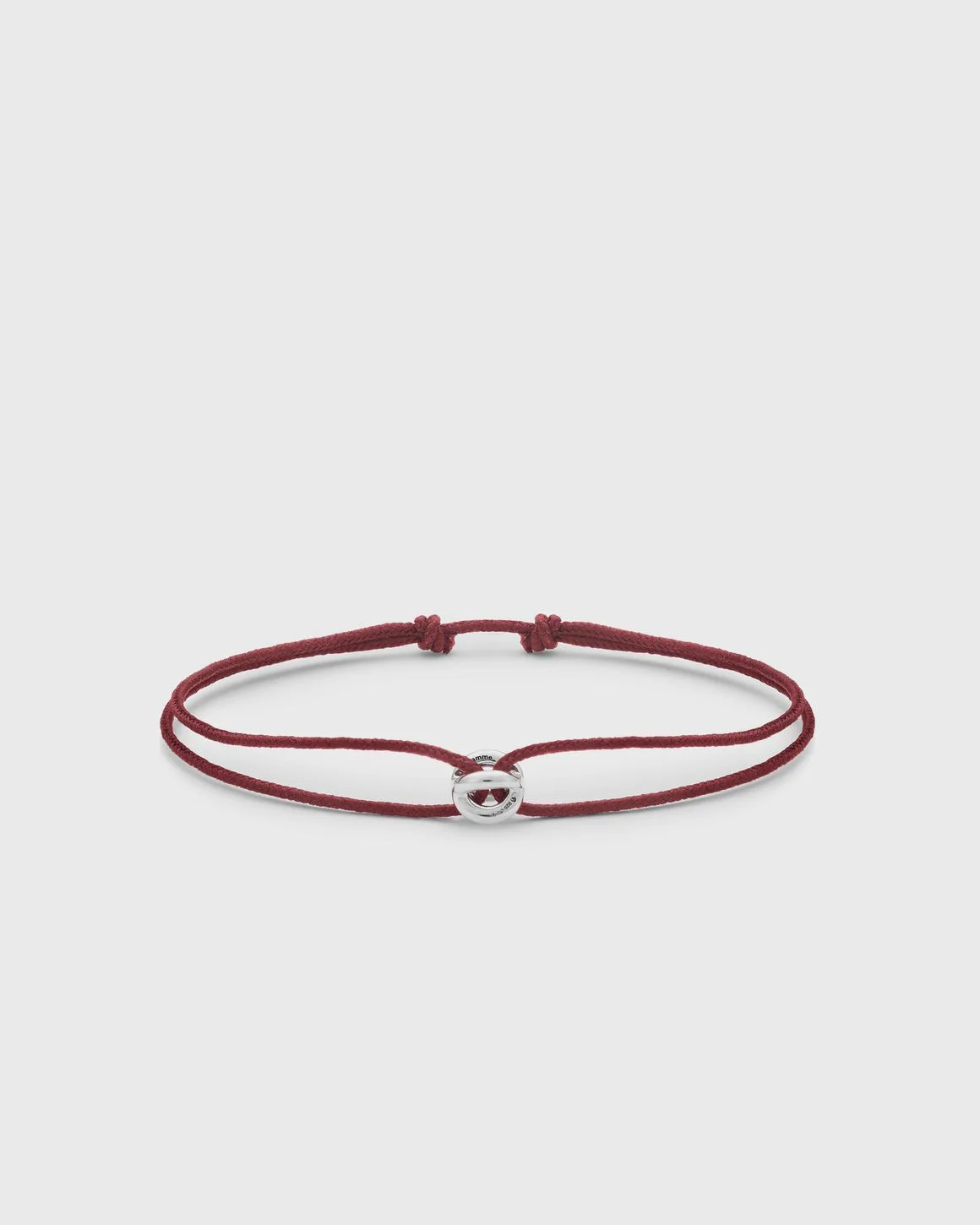 1g polished sterling silver burgundy entrelacs cord bracelet - 1