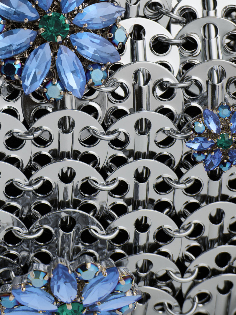1969 NANO SILVER BAG WITH BLUE STRASS FLOWER DETAILS 4