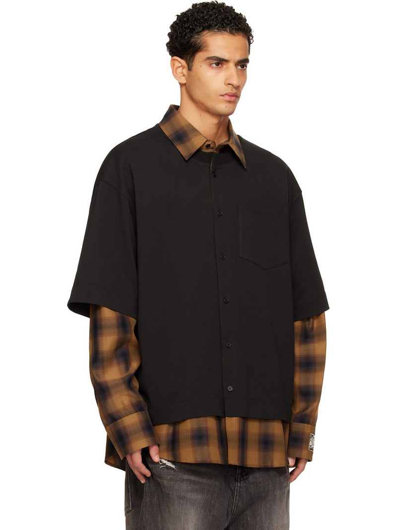 Black & Orange Flannel Check Layered Shirt 2