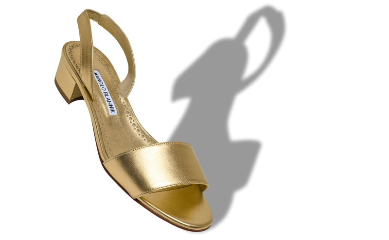 Manolo Blahnik Gold Nappa Leather Slingback Sandals outlook