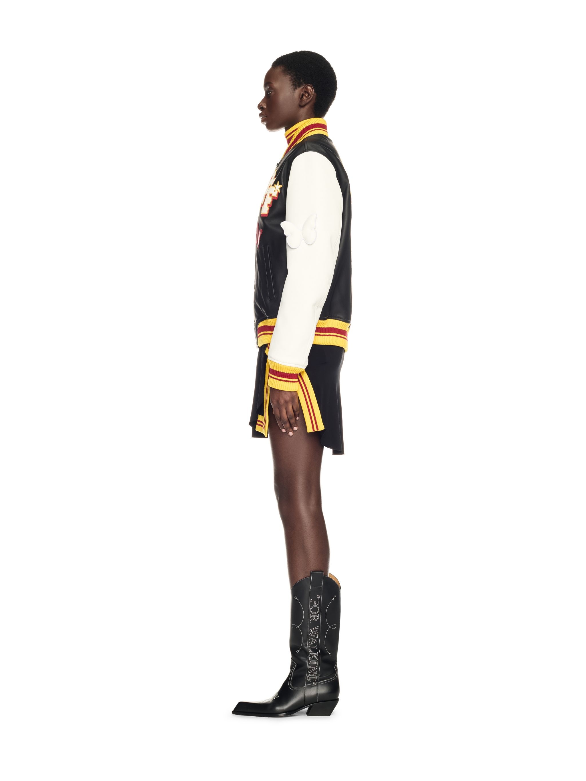 Black Butterfly Leather Varsity - 3