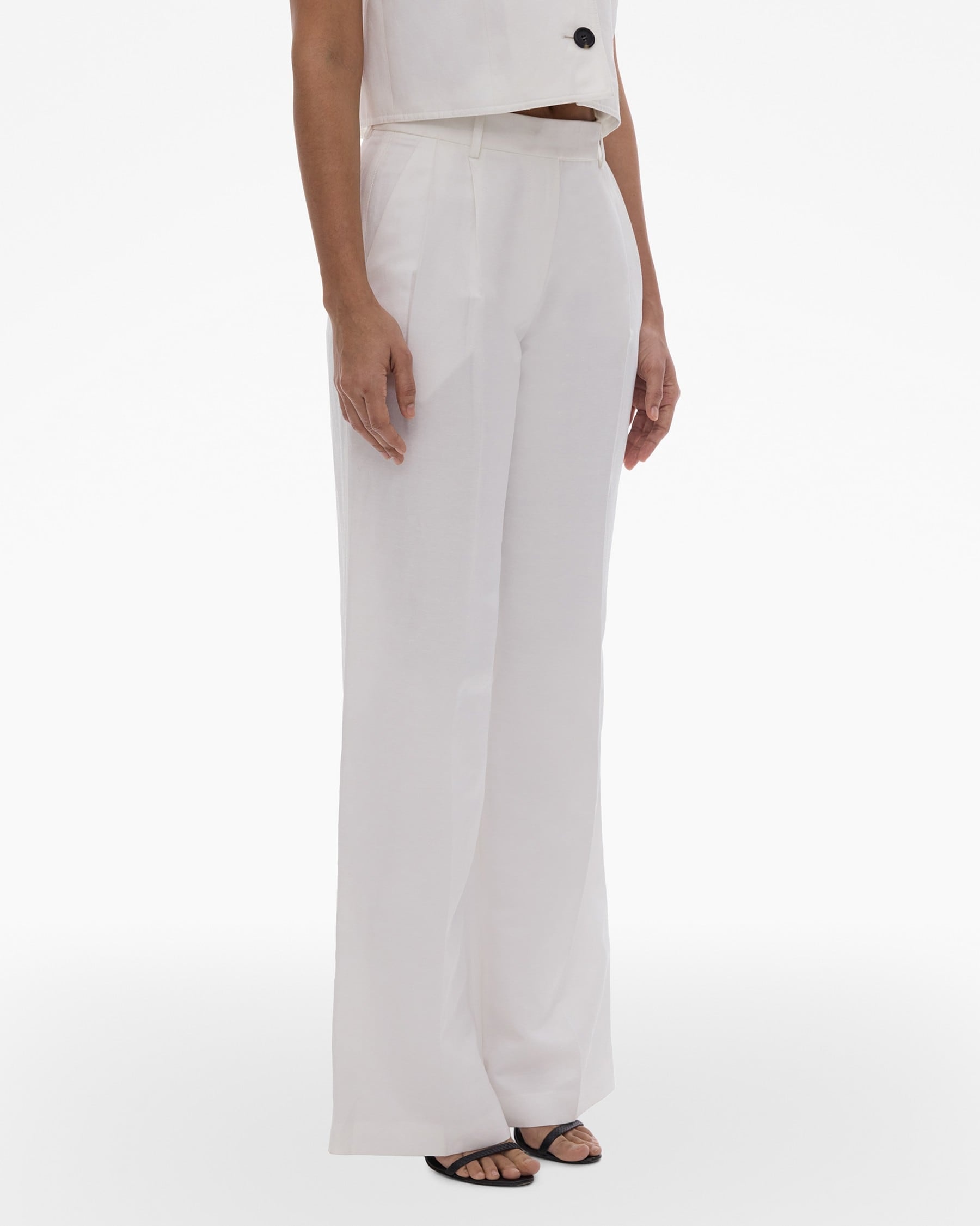 PLEATED STRETCH WOOL PANT - 5