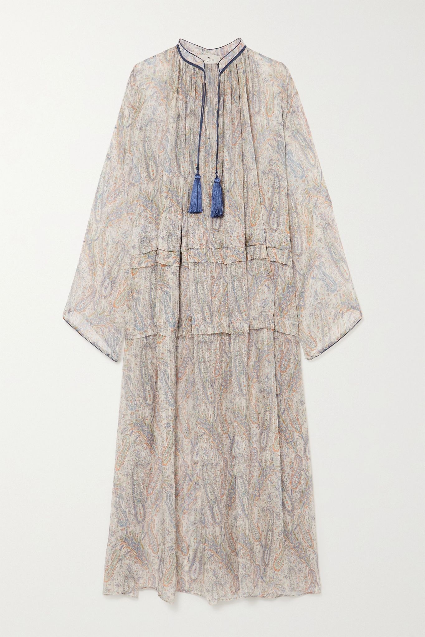 Tasseled paisley-print silk-crepon maxi dress - 1