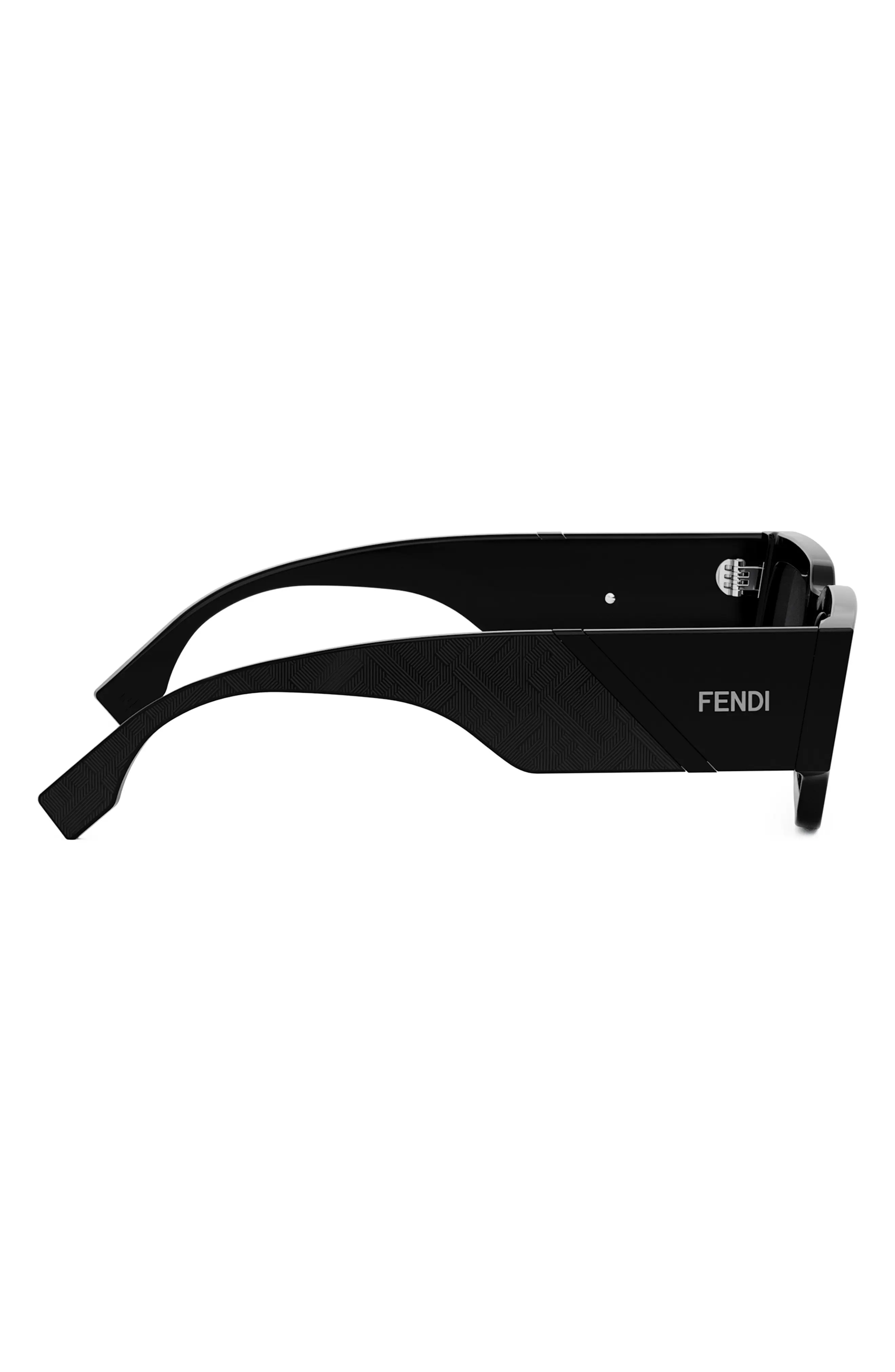 'Fendi Diagonal 51mm Rectangular Sunglasses in Shiny Black /Smoke - 6