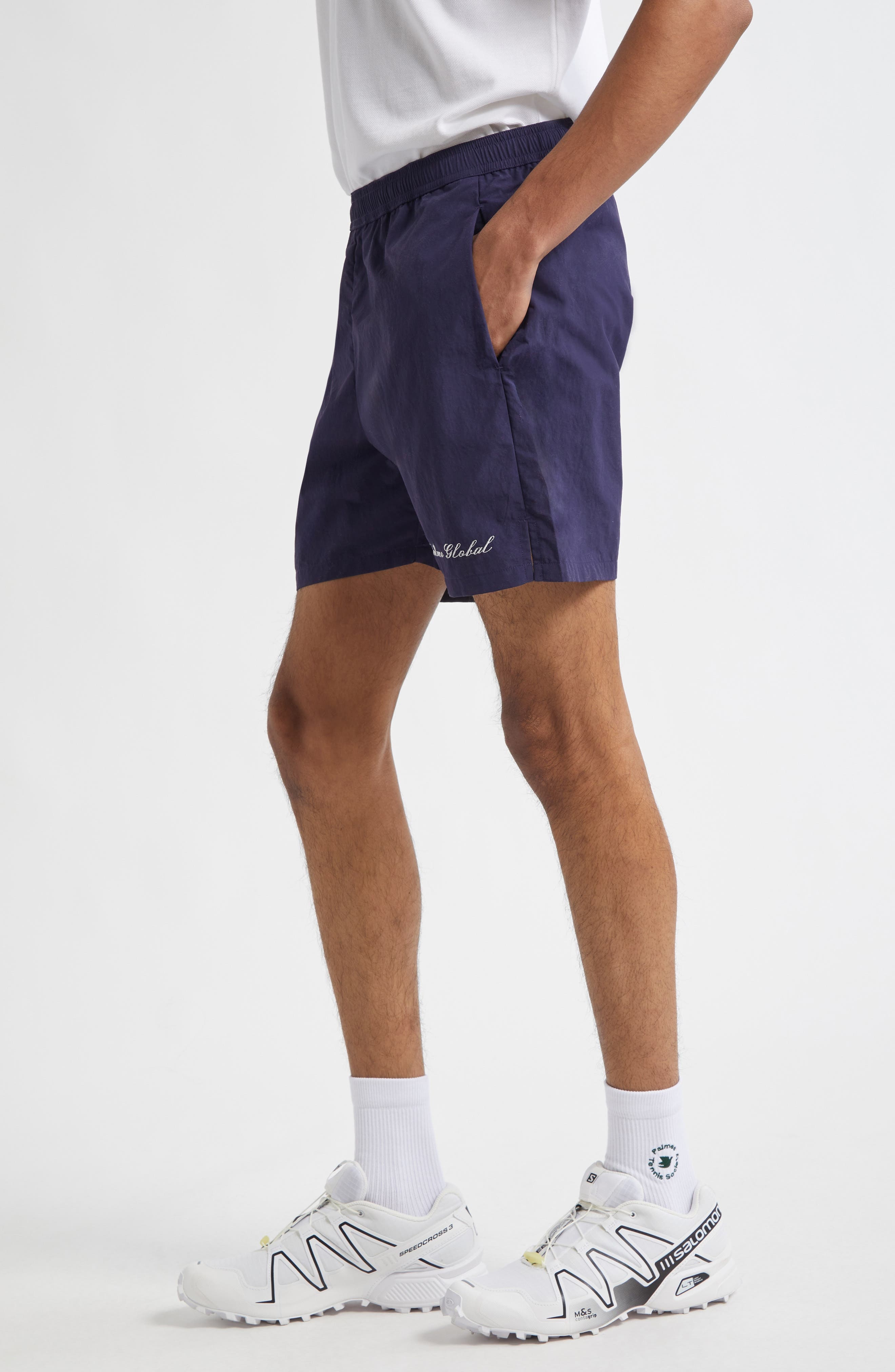 PALMES Global Tennis Shorts in Dark Blue at Nordstrom - 4