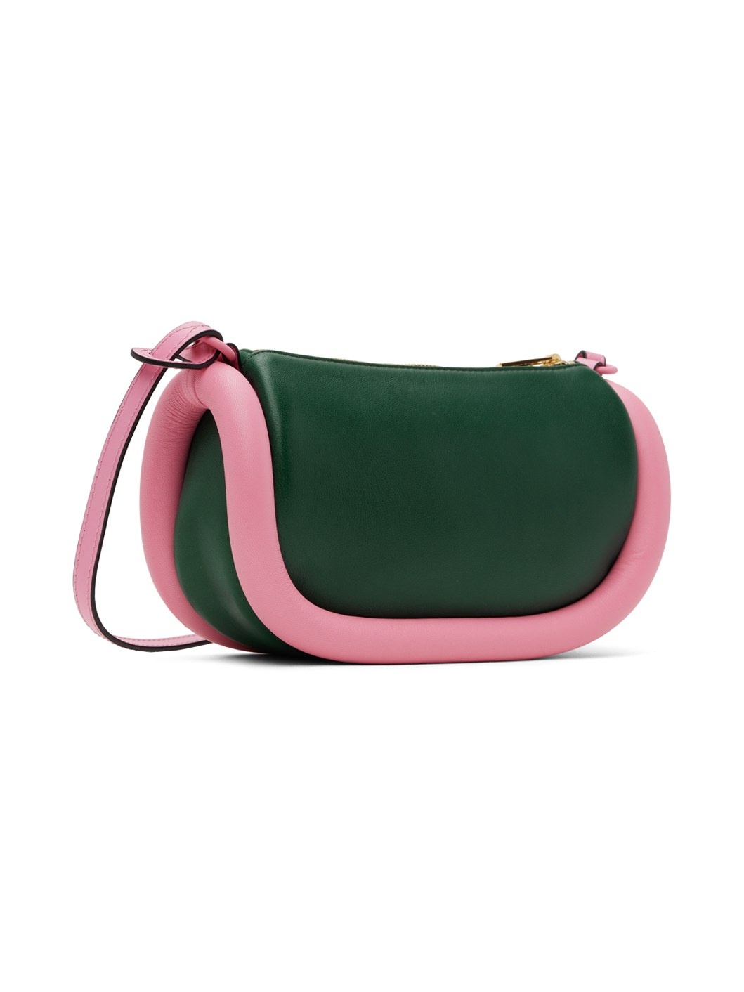 JW Anderson Green Pink Bumper-12 Leather Crossbody Bag ssense