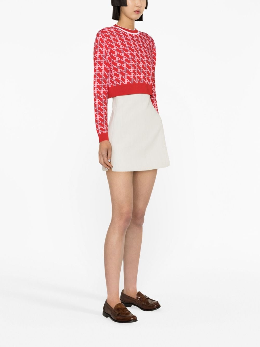 logo-jacquard merino wool jumper - 3