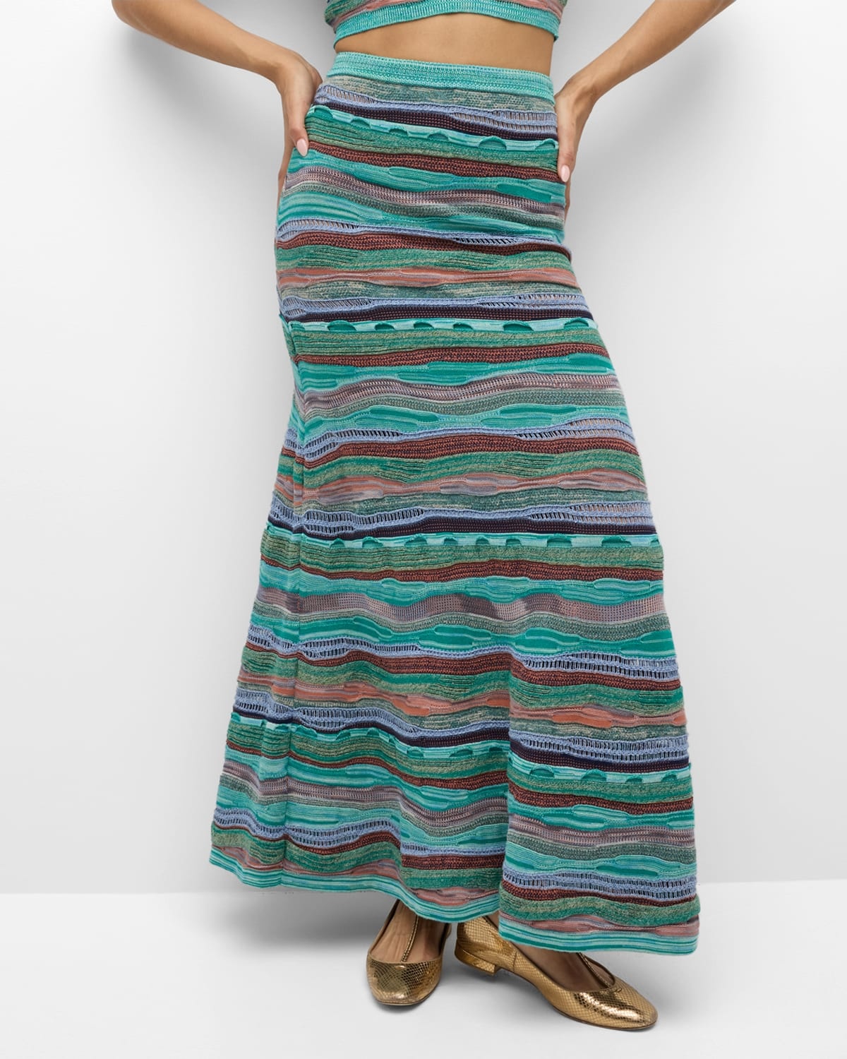 Rosen Multicolor Knit Maxi Skirt - 7