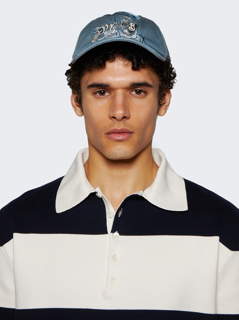 Burberry Equestrian Knight Design Baseball Cap Flood Blue outlook