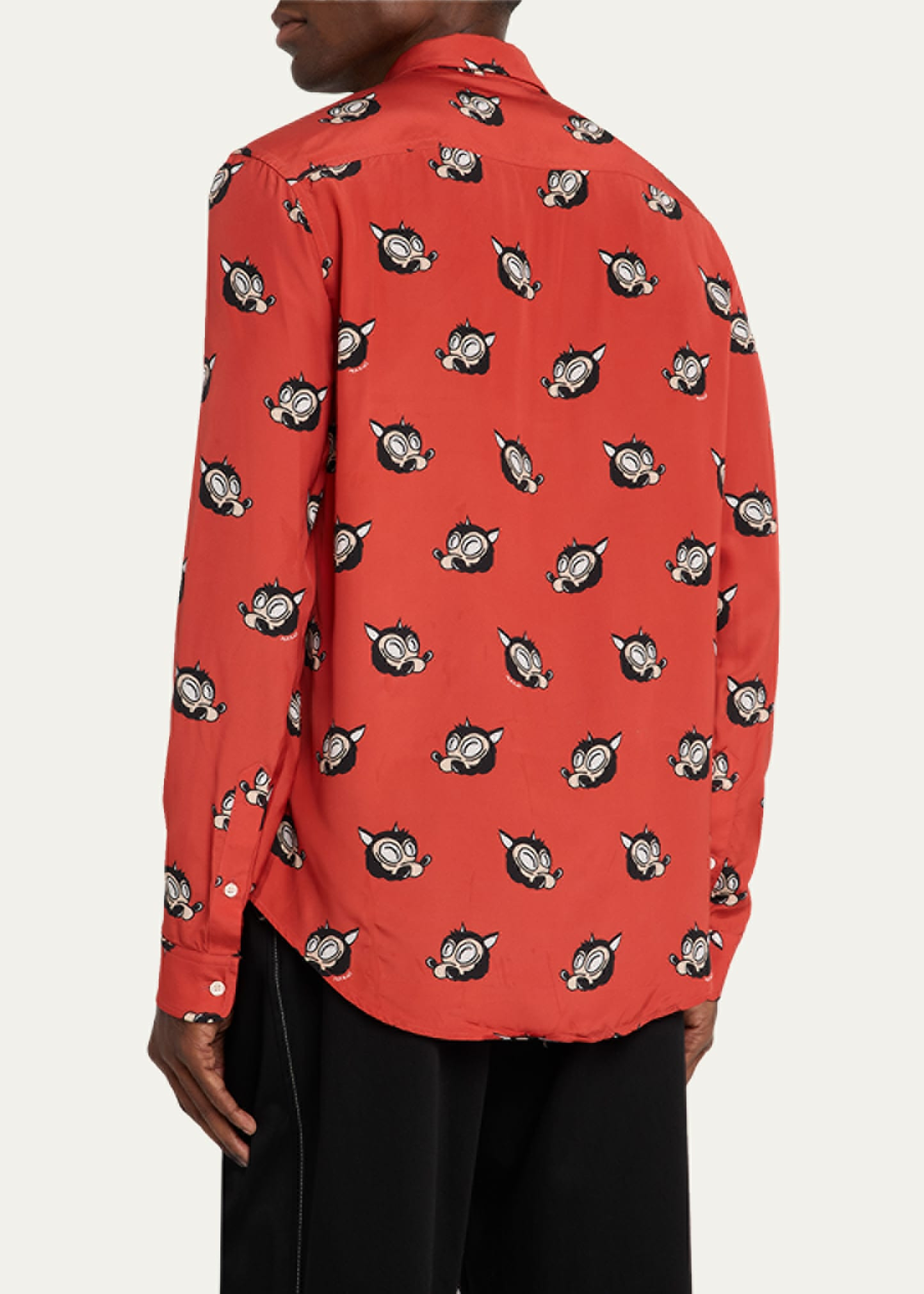 Men's Wolf-Print Point Collar Sport Shirt - 3
