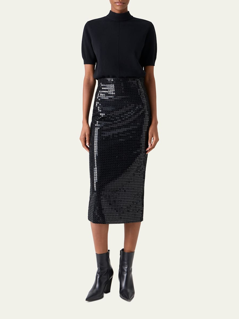 AKRIS Mock-Neck Short-Sleeve Cashmere Sweater outlook