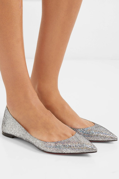 Christian Louboutin Ballalla iridescent glittered leather point-toe flats  outlook