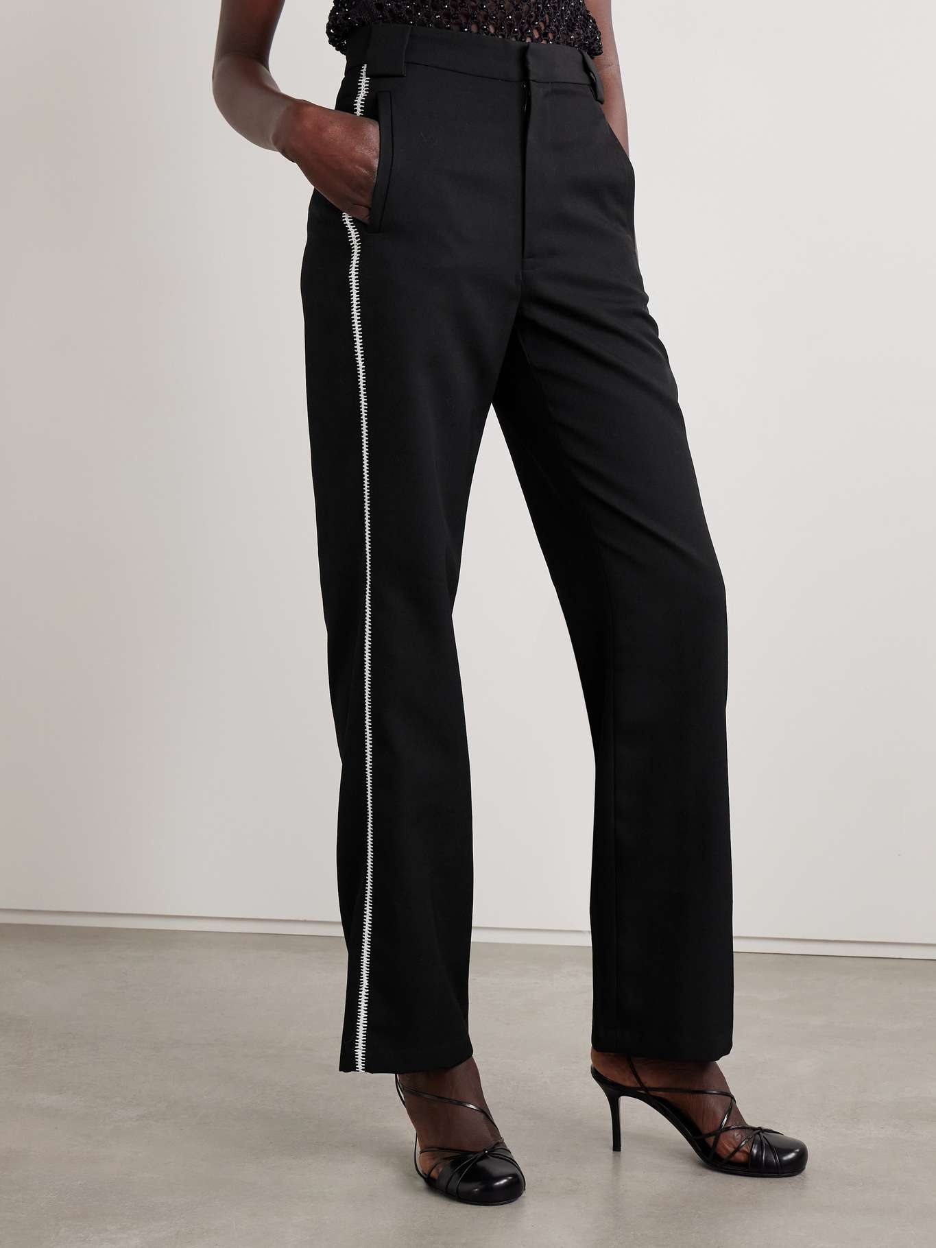 Thirds embroidered wool-twill straight-leg pants - 3