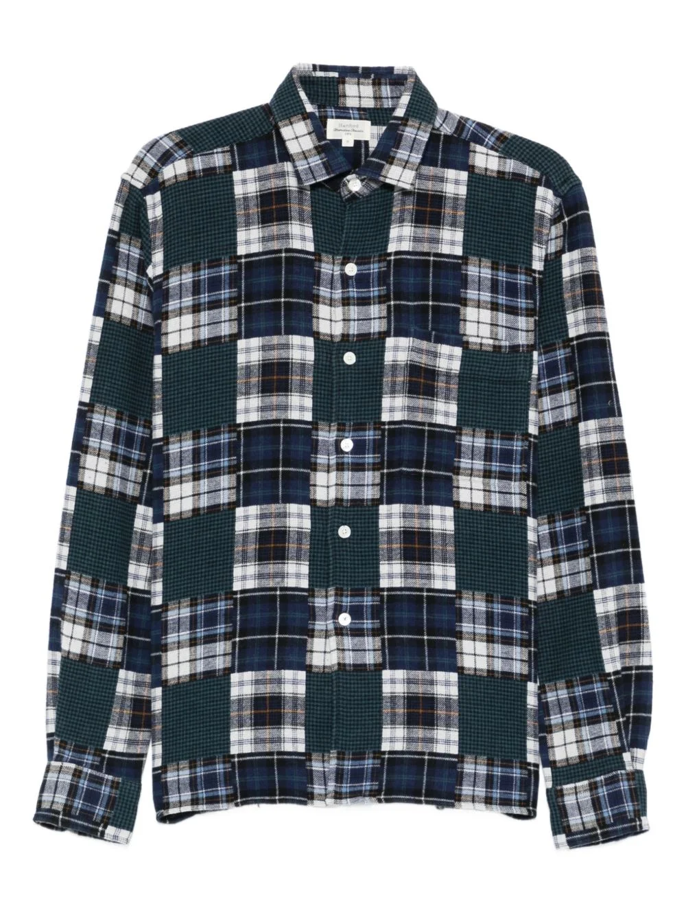patchwork checked shirt - 1