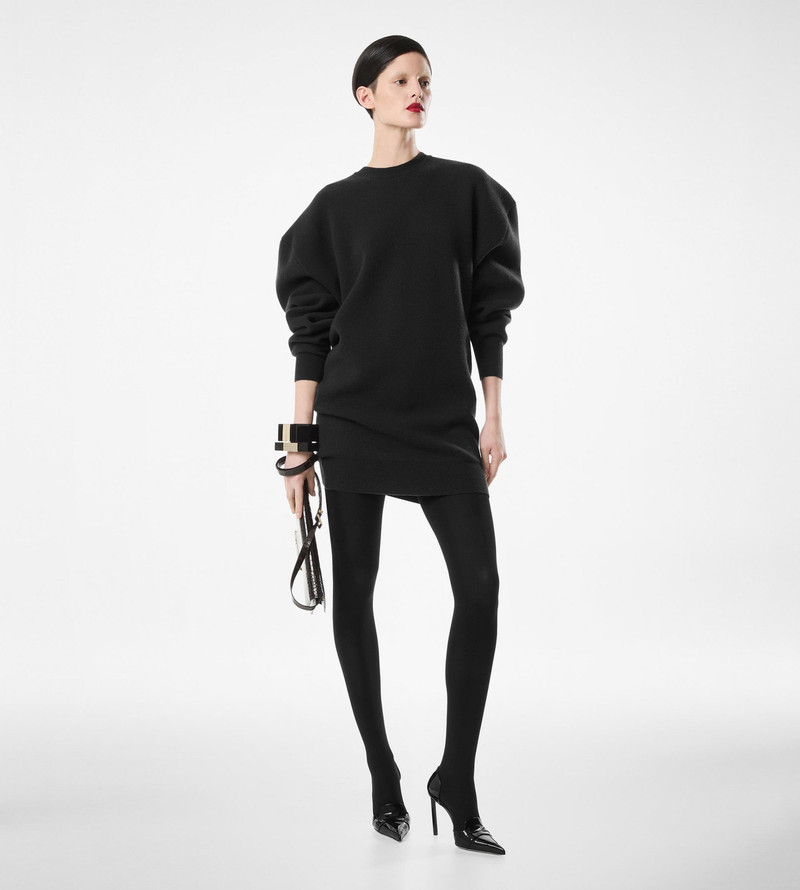 TOM FORD SCULPTURAL WOOL CASHMERE SWEATSHIRT MINI DRESS outlook
