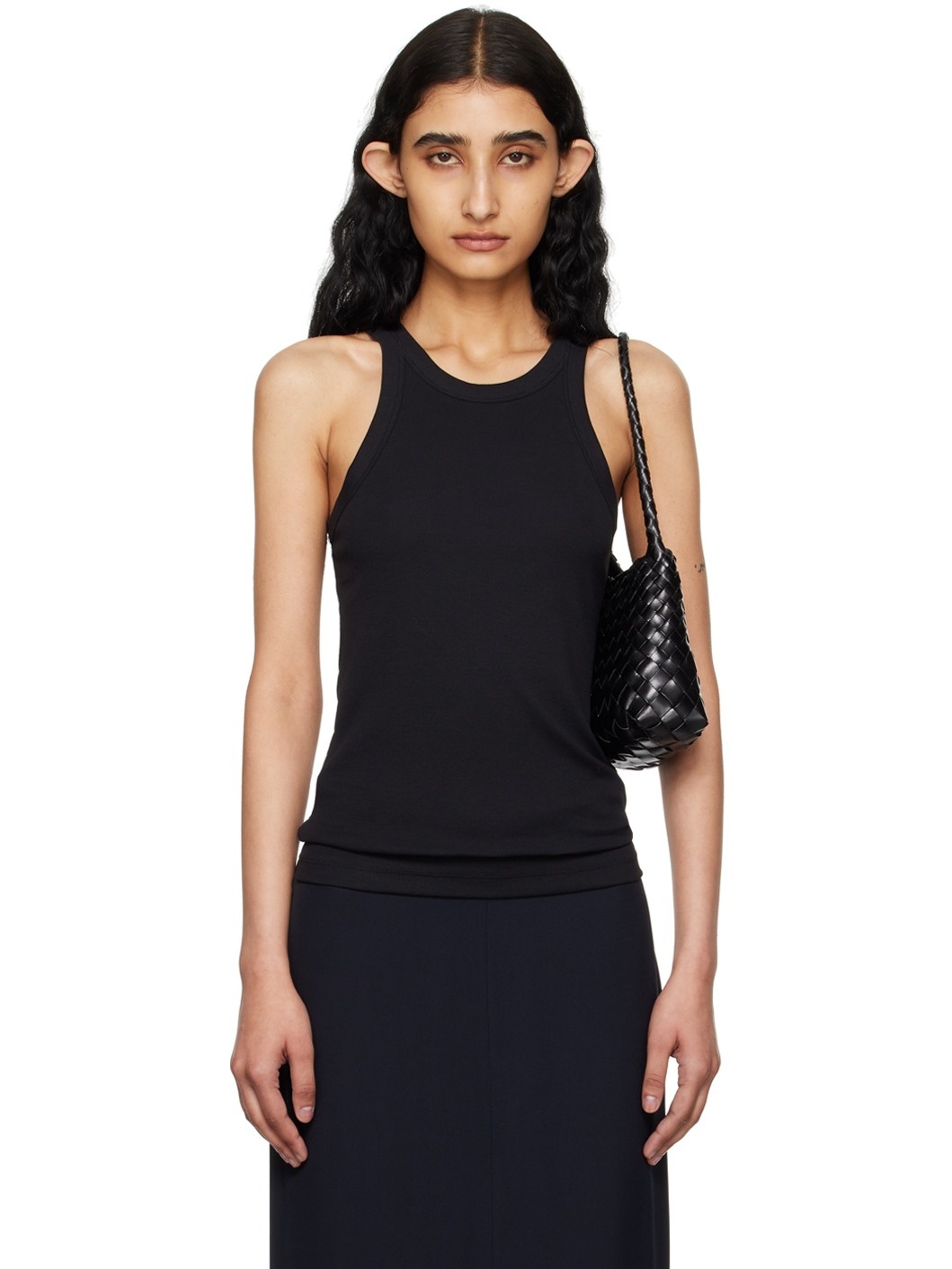 Black Curved Tank Top - 1