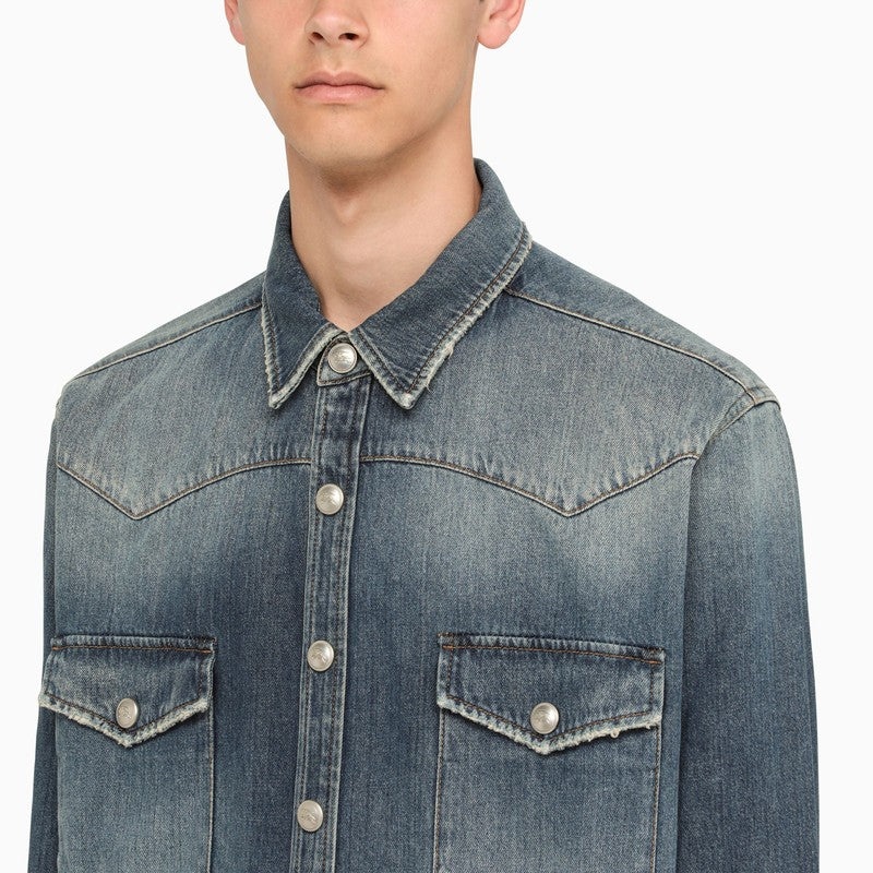 Burberry Blue Denim Shirt Men - 4